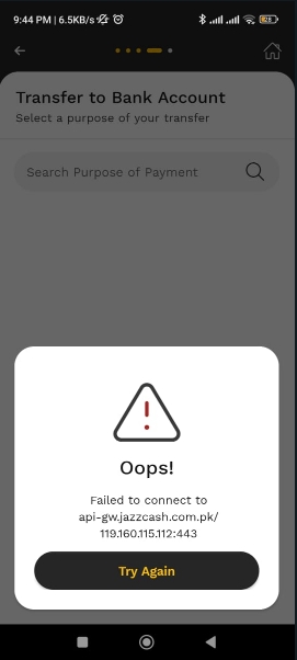 JazzCash App down